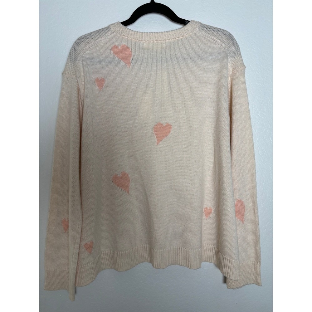NWT Anthropologie- By Together Cream Sweater w/ Pink Hearts  Size S * Wool Blend - Picture 3 of 6